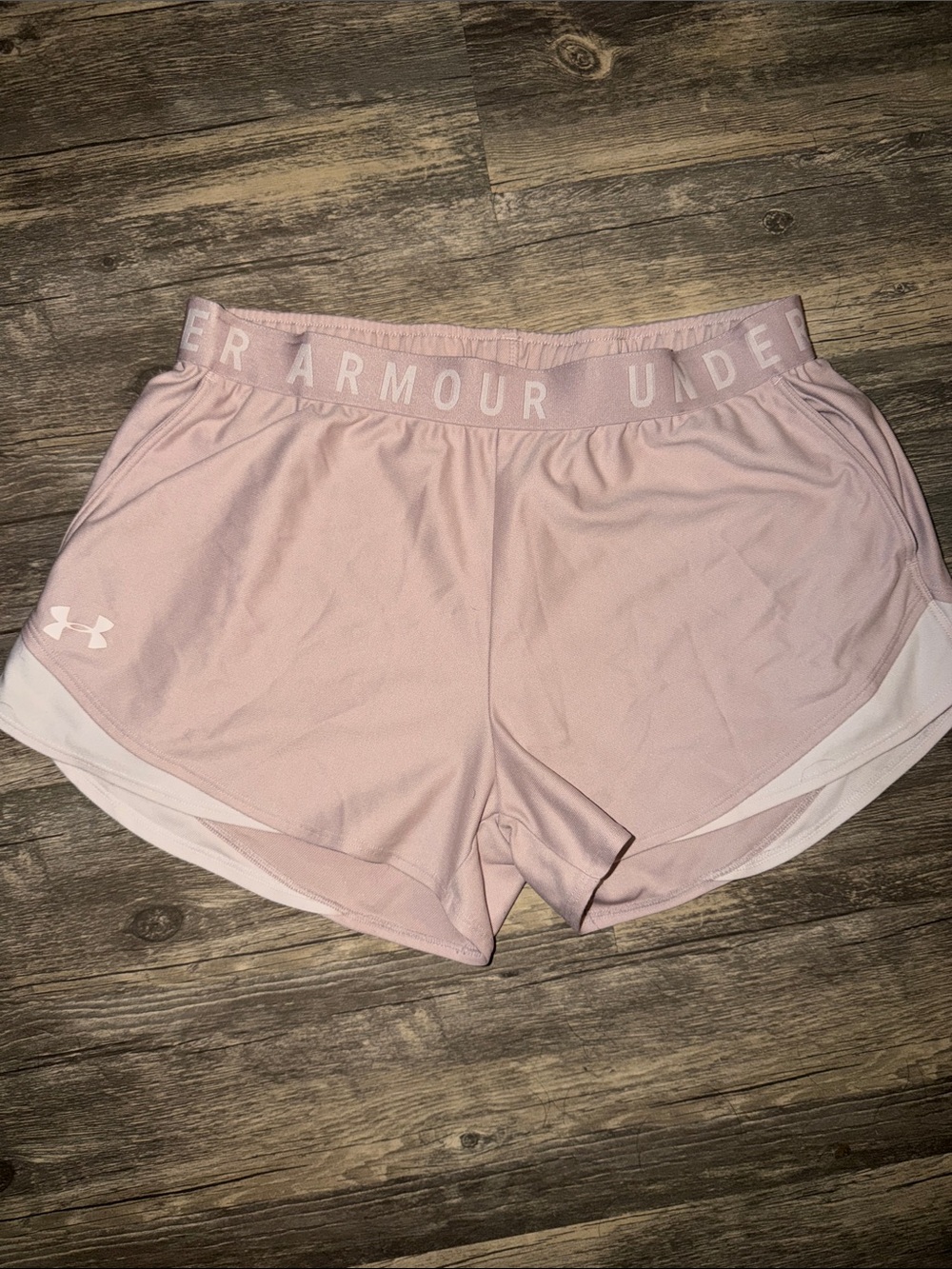 Under Armour Light Pink Women's Athletic Shorts with White Trim